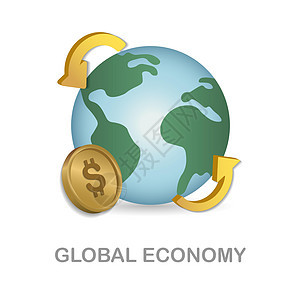 全球经济图标 来自经济收藏的 3d 插图 用于网页设计 模板 信息图表等的创意全球经济 3d 图标图片