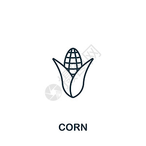 Corn 图标 用于模板 网络设计和信息图的单色简单 Corn 图标营养农业土豆植物插图南瓜胡椒食物黄瓜干草图片