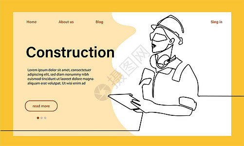 建筑工程的矢量着陆页建筑学员工合伙团队投资工作台构造专家劳动工人图片