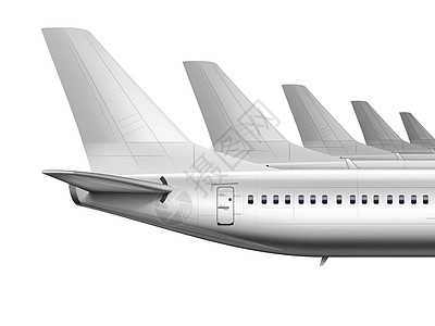 3D 白光滑白色飞机或机尾图片