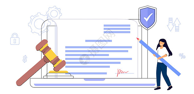 起草合同技术平坦的高清图片