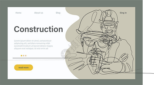 建筑工程的矢量着陆页网络制造业劳动工程师安全房子实线建筑师工人头盔图片