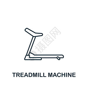 TreadMill机图标 用于模板 网络设计和信息图的单色简单适合性图标活动男人肌肉跑步瑜伽绳索健身房娱乐哑铃训练图片