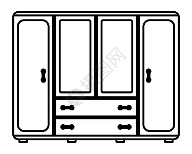 木制衣柜黑色线性图标 家用家具图片