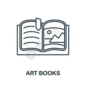 艺术书籍线图标 用于模板 网页设计和信息图形的单色简单艺术书籍大纲图标图片
