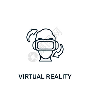 虚拟现实图标 用于模板 网络设计和信息图的线性简单线条未来技术图标;图片