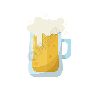 在白色背景上隔离的清新啤酒  矢量派对啤酒杯玻璃啤酒厂艺术庆典酒精金子插图卡通片图片
