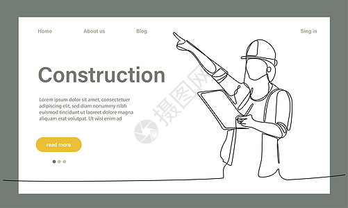 建筑工程的矢量着陆页建筑师制造业网络建筑木材团队合伙工人技术职业图片
