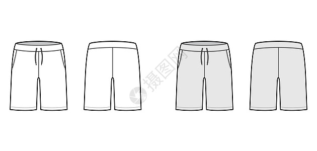 短裤前短裤技术时尚图 以百慕大中高级古典长度 低腰 上升 倾斜口袋图片