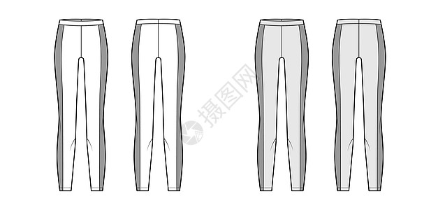 瑜伽裤技术时尚图 用弹性腰带 侧面板 训练苗条 临时编织裤图片