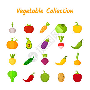 分散设计孤立的多彩蔬菜图标集图片