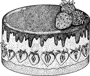 草莓巧克力蛋糕美味的甜点和甜点 手画出流行传统甜点的插图蛋糕美食烹饪食物面包早餐生日庆典食谱盘子设计图片
