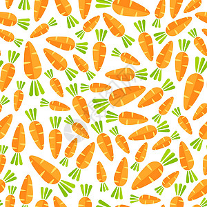 扁橙胡萝卜蔬菜无缝模式庆典包装墙纸橙子菜单饮食织物卡通片打印插图图片