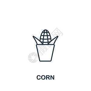 Corn 图标 用于模板 网络设计和信息图的线条简单图标图片