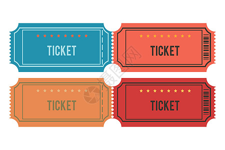 以平面风格显示票牌图标的矢量插图 在白色背景上孤立的车票优惠券艺术派对节日音乐会星星娱乐戏剧电影徽章图片