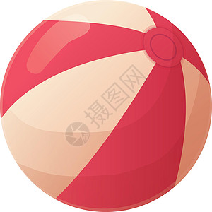 红色沙滩球 用于水球比赛的大带柄充气橡胶球 夏季休闲 海滩活动概念 在白色背景下孤立的卡通写实风格中的股票矢量插图图片