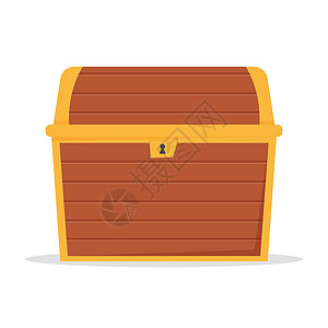 在白色背景上隔离的木箱藏宝箱硬币案件包装贪婪货币卡通片古董木头家具盒子图片