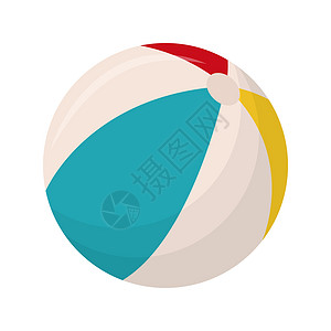 在白色背景隔绝的五颜六色的沙滩球 多种颜色的沙滩球 平面矢量图橡皮带子闲暇塑料圆圈水池游戏空气旅游海滩图片