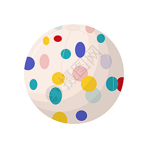 在白色背景隔绝的五颜六色的沙滩球 多种颜色的沙滩球 平面矢量图乐趣足球旅游运动闲暇橡皮玩具活动空气游戏图片