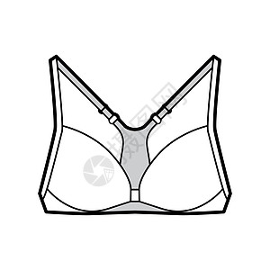 前锋特写内衣技术时装图 用可调整的肩带演示乳罩游泳衣女士文胸绘画身体带子计算机胸部运动图片