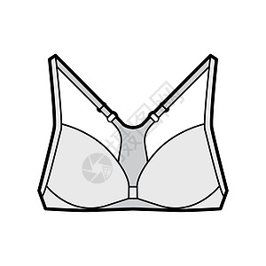 前锋特写内衣技术时装图 用可调整的肩带演示女士男人草图女性胸部游泳衣计算机小样身体丝带图片