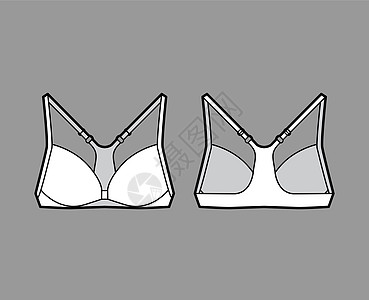 前锋特写内衣技术时装图 用可调整的肩带演示插图女性文胸乳罩游泳衣运动小样胸衣绘画设计图片