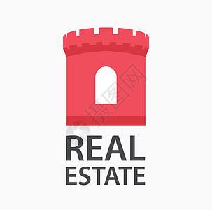 从事房地产的公司设计矢量标志 城堡的红色塔显示可靠性和保证性 (注 SUBA)图片