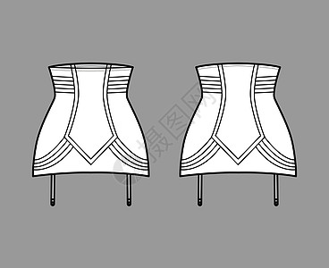 挂有吊带的围裙技术时装插图 Flat 模板 Plat 模板服装丝带胸罩文胸小样带子游泳衣服饰运动乳罩图片