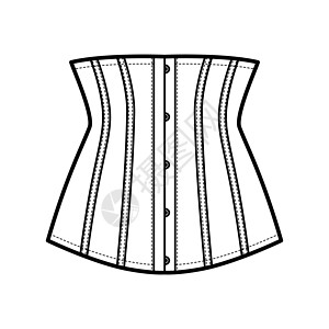 背着带线的延绳套索内衣用骨头做时尚技术插图男人身体丝带计算机运动胸罩绘画女士服饰草图图片