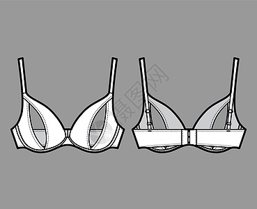 用可调整的肩带 下线 钩和眼闭合 用内衣技术时装图解女士文胸设计胸衣女性衣服计算机乳罩游泳衣男人图片