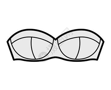 以模塑杯 钩对眼封闭式装配的无胸罩内衣技术时装图解女士蕾丝身体小样草图比基尼文胸运动绘画乳罩图片