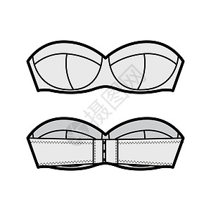 以模塑杯 钩对眼封闭式装配的无胸罩内衣技术时装图解女性草图小样带子运动蕾丝胸部衣服男人身体图片