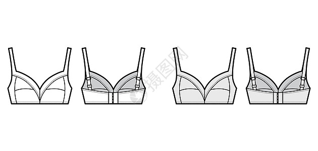 Bra软杯内衣技术时装图示 配有完全可调整的肩带 钩子和眼闭合游泳衣比基尼小样乳罩女性设计胸罩绘画胸衣蕾丝图片