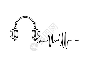 带波绳 手绘音乐符号卡通矢量的口耳机收音机电缆涂鸦体积娱乐工作室立体声插头艺术玩家图片