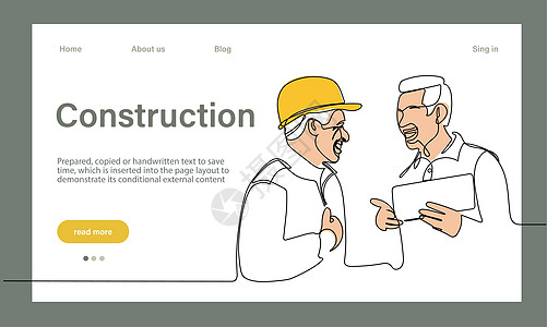 建筑工程的矢量着陆页房子建筑技术商业木材工程师构造实线合伙页面图片
