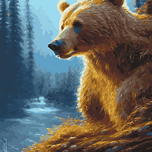 熊面对野兽 灰熊可爱的布德达熊头部肖像 真实的毛皮肖像动物学卡通片捕食者野生动物动物季节森林元素眼睛横幅图片