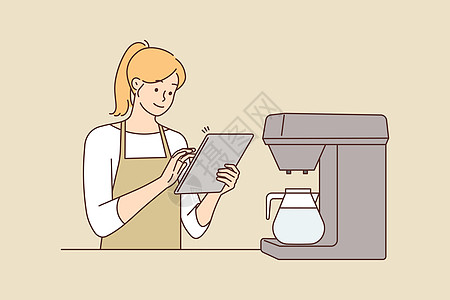 女女服务员在咖啡馆就餐工作图片