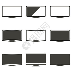 主题电视的矢量插图视频控制板水晶屏幕监视器空白技术宽屏电子展示图片