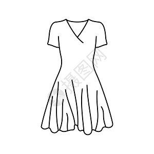 妇女着装图标 黑线裙子图标 女性时装概念购物纺织品衣服插图身体精品绘画魅力婚礼优雅图片