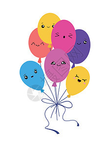 生日气球漂浮在空中 节日的喜庆装饰 手画矢量插图孤立于白色背景中飞行庆典假期惊喜玩具派对娱乐周年艺术团体图片
