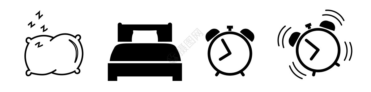 睡眠和唤醒图标设置闹钟pillo商业戒指铃声跑表枕头休息收藏时间圆圈手表图片