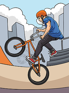 BMX 车牌彩色卡通插画说明图片