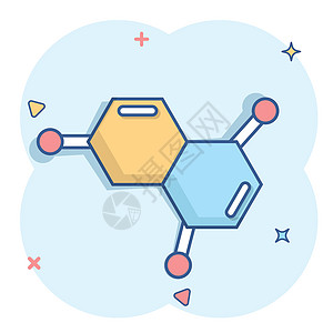 漫画风格中的科学图标 Dna 细胞卡通矢量插图 以白色孤立背景显示 分子进化飞溅效果商业概念活力建造生活质子生物学原子圆圈粒子实图片