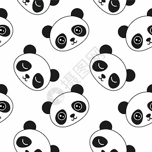 无尽的无缝无缝背景 有熊猫用来缝纫儿童服装 织物或包装纸上印刷的壁纸图片