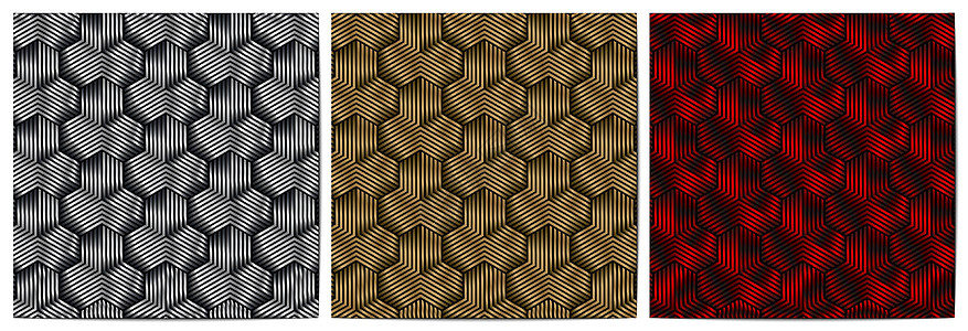 一组抽象几何形样的金属条纹线多边形形状墙纸框架金子编织创造力工业红色黑色合金艺术图片