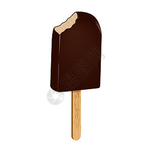 木棍上的巧克力冰棒被咬了图片