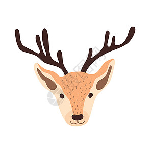 鹿头矢量说明假期驼鹿动物园剪贴簿新年问候乡村设计哺乳动物驯鹿图片