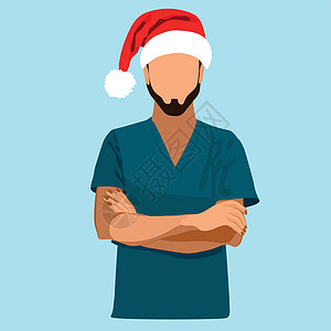 医生和护士在圣诞庆祝晚会上很开心 生理学 结构 医学专业 形态学 健康治疗疾病药品保健帽子插图面具乐趣卡通片卫生图片