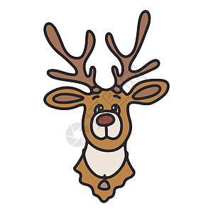 鹿的矢量说明卡通片插图艺术鹿角野生动物哺乳动物喇叭荒野动物棕色图片