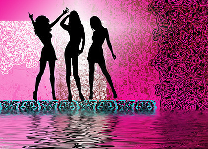 夜夜夜夜俱乐部女孩 女孩们 舞蹈 迪斯科 派对背景图片